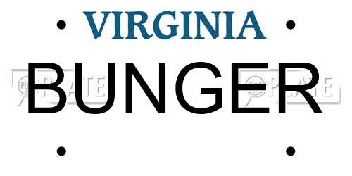 BUNGER Virginia License Plate