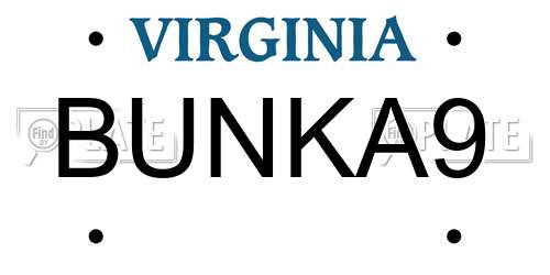 BUNKA9 Virginia License Plate