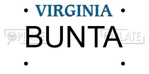 BUNTA Virginia License Plate