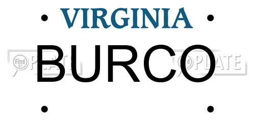 BURCO Virginia License Plate