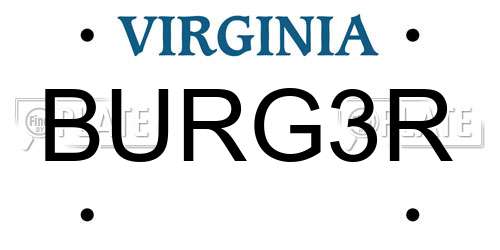BURG3R Virginia License Plate