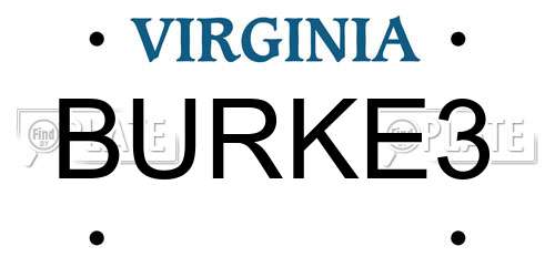 BURKE3 Virginia License Plate