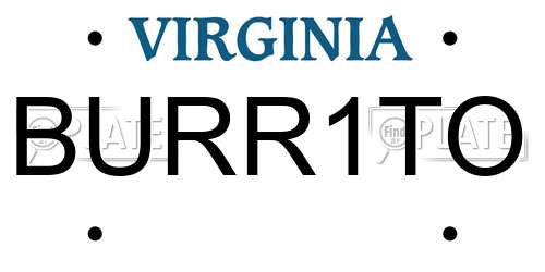 BURR1TO Virginia License Plate
