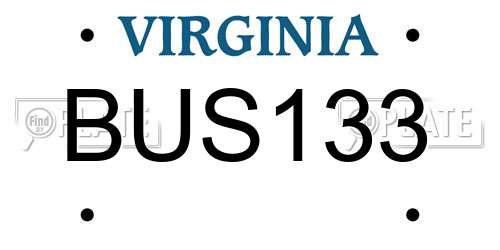 BUS133 Virginia License Plate