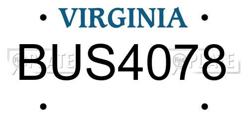 BUS4078 Virginia License Plate