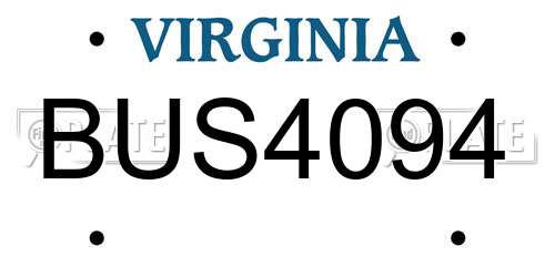 BUS4094 Virginia License Plate