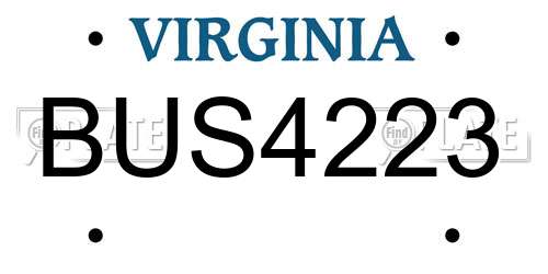 BUS4223 Virginia License Plate