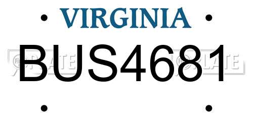 BUS4681 Virginia License Plate