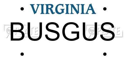 BUSGUS Virginia License Plate
