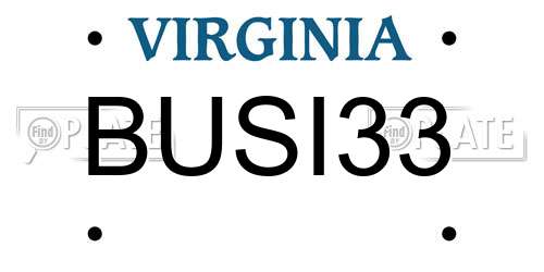 BUSI33 Virginia License Plate