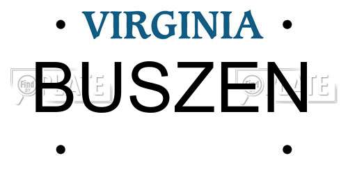 BUSZEN Virginia License Plate