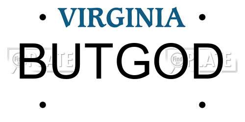 BUTGOD Virginia License Plate