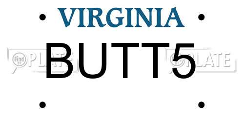 BUTT5 Virginia License Plate