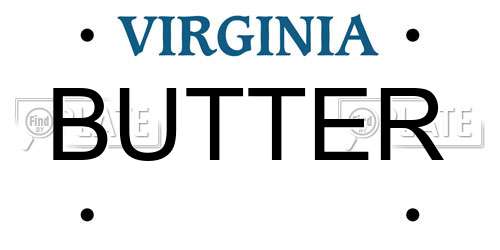 BUTTER Virginia License Plate