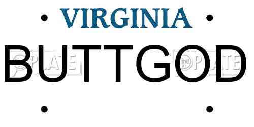 BUTTGOD Virginia License Plate