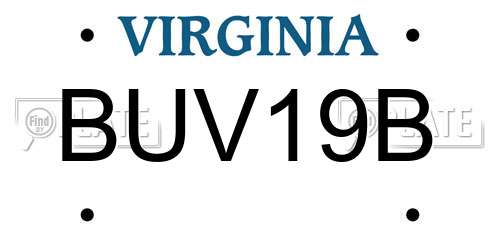BUV19B Virginia License Plate