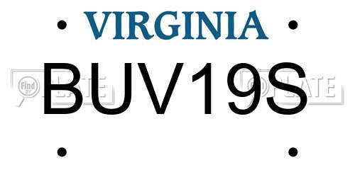 BUV19S Virginia License Plate
