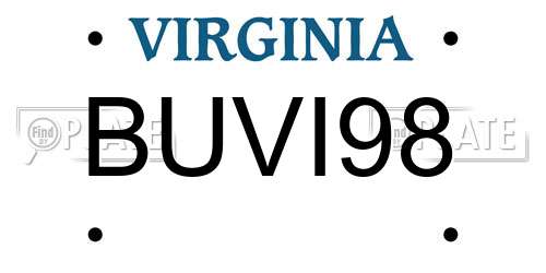 BUVI98 Virginia License Plate