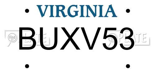 BUXV53 Virginia License Plate
