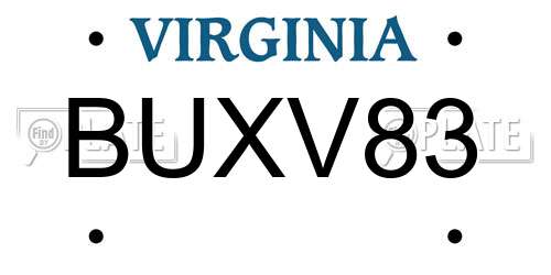 BUXV83 Virginia License Plate