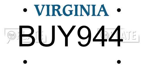 BUY944 Virginia License Plate
