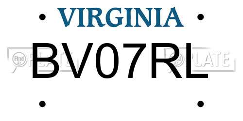 BV07RL Virginia License Plate