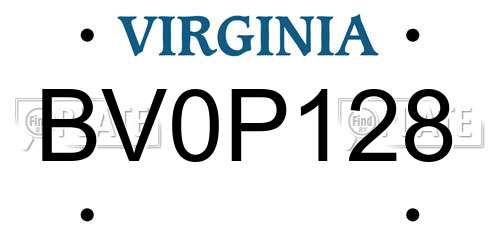 BV0P128 Virginia License Plate