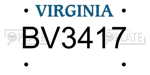 BV3417 Virginia License Plate