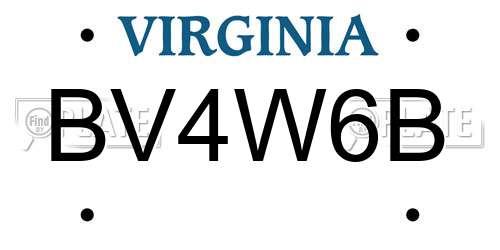 BV4W6B Virginia License Plate