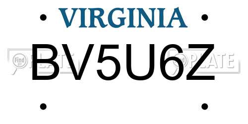 BV5U6Z Virginia License Plate