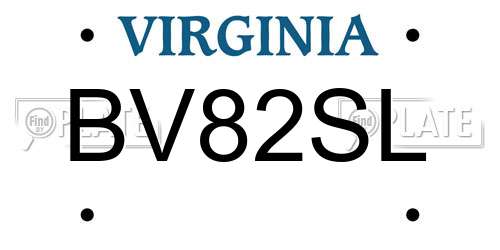 BV82SL Virginia License Plate