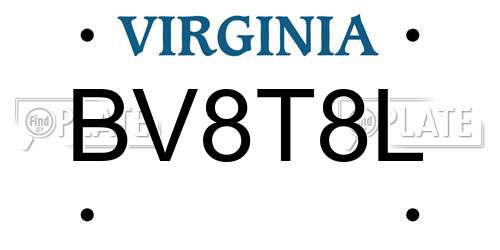 BV8T8L Virginia License Plate