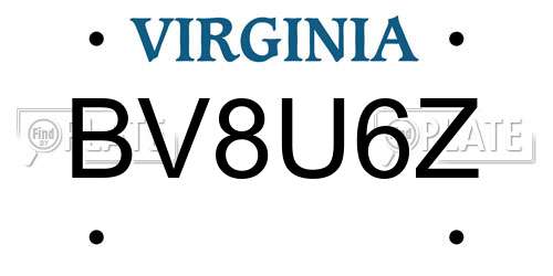 BV8U6Z Virginia License Plate