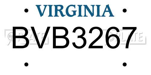 BVB3267 Virginia License Plate