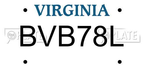 BVB78L Virginia License Plate