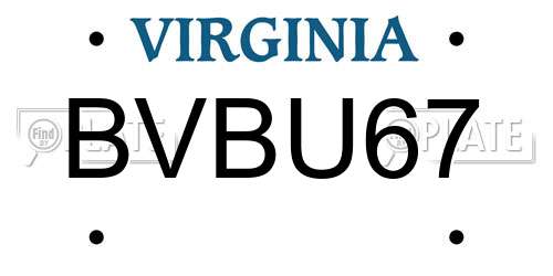 BVBU67 Virginia License Plate