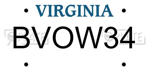 BVOW34 Virginia License Plate