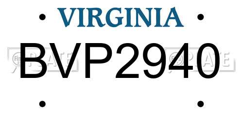 BVP2940 Virginia License Plate