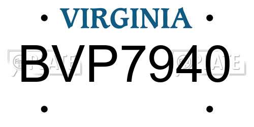 BVP7940 Virginia License Plate