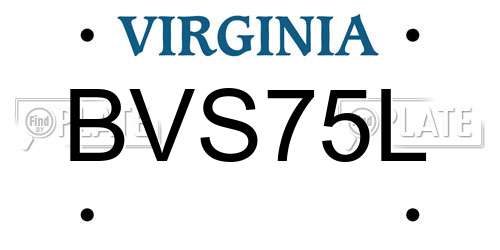 BVS75L Virginia License Plate