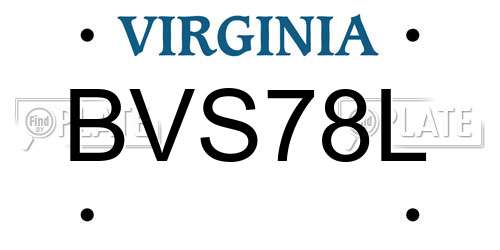 BVS78L Virginia License Plate