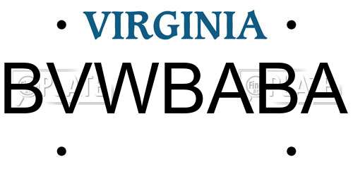 BVWBABA Virginia License Plate