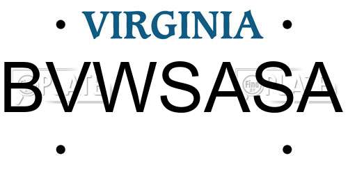 BVWSASA Virginia License Plate