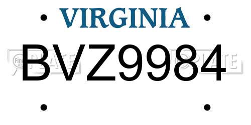 BVZ9984 Virginia License Plate