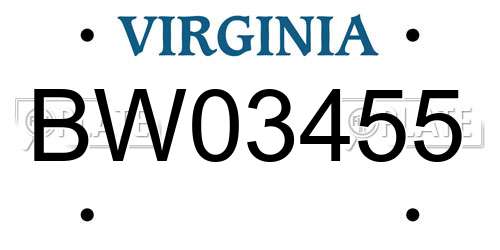 BW03455 Virginia License Plate