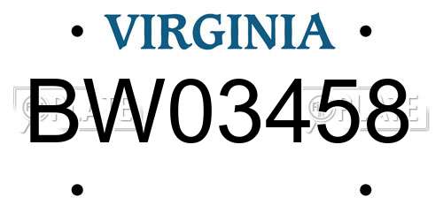 BW03458 Virginia License Plate