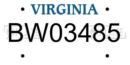 BW03485 Virginia License Plate