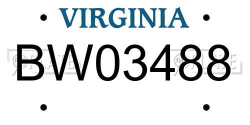 BW03488 Virginia License Plate