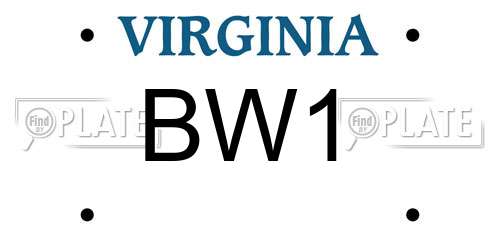 BW1 Virginia License Plate