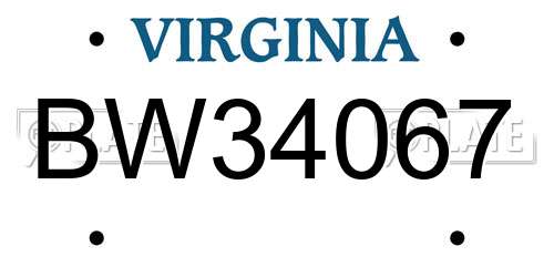BW34067 Virginia License Plate